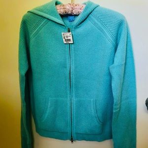 White +Warren cashmere hoodie in aqua